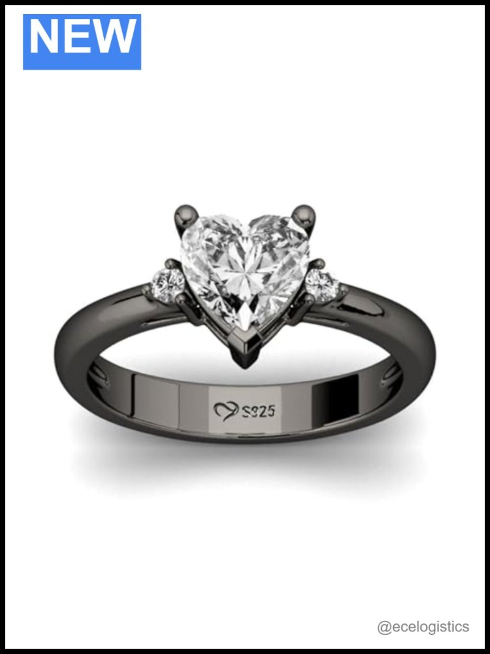 Jeulia Vintage Gothic Skull Ring 2.3 ct Sterling Silver Heart CZ
